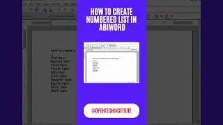 Create numbered list in AbiWord word processor #abiword #abiwordtutorial #shorts