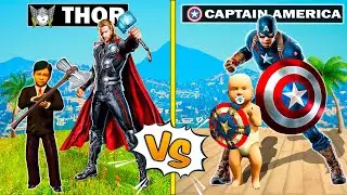 THOR Family vs CAPTAIN AMERICA Family in GTA 5
