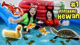 BERENANG BARENG HEWAN LUCU DI KOLAM BIRU PART 1 ! ADA LOBSTER, KURA-KURA,IKAN & BEBEK