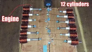 DIY 12 cylinders solenoid engine  | Solenoid motor