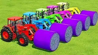 HARVESTING LAVENDER, MAKE BALES & TRANSPORTING WITH JOHN DEERE TRACTORS - Farming Simulator 22