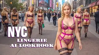 [4K] Beautiful New York Streets Fashion Lingerie Look  - AI Fashion Outfit Style 