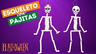 💀 Cómo hacer un ESQUELETO con pajitas ¡FÁCIL para decorar en Halloween!