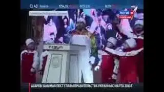 Рамзан Кадыров с олимпийским огнем, конец выступления. Аллах Акбар, Россия!