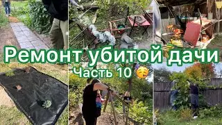 Ремонт убитой дачи. Часть 10 🥳 #Огород | Спиливаем деревья | Японский сад | #Дача #Ремонт
