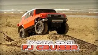 Tamiya CC-01 Toyota FJ Cruiser on a sunny day at the beach