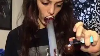 Water Bong Red Astrid being smoked by Andrea