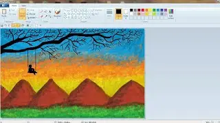 How to draw a mountain painting in MS paint / computer painting