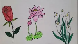 Easy drawing of flowers. #art #drawing #amazing #beautiful #cute #love #viral #kids #easydrawing