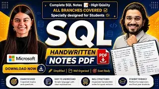 SQL Handwritten Notes PDF | Learn Structured Query Language from Basics | B.Tech, BCA, MCA, GATE |