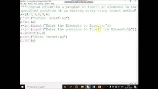 Write a program to insert an elements  specified position of an exiting array using insert method?
