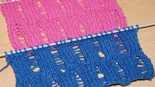 Вязание спицами. Узор со спущенными петлями ///   Knitting for beginners.