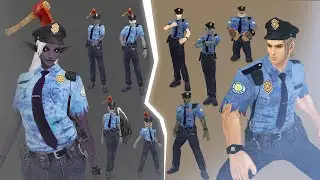Police Suit with Hat + Police Zombie Suit with Zombie Hat and Zombie Face for Lineage 2