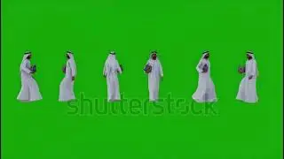 Man green screen background 3d Arab man walking different angle Chromakey rendering animation