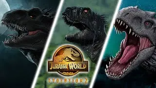 Scorpios Rex vs Indominus Rex and Indorapore. Dinosaur battle. Jurassic World Evolution 2