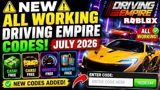 ⚠️NEW⚠️ All Working Driving Empire Codes July 2026 - Roblox Driving Empire Codes