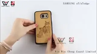 3D sublimation laser engrave wood phone case for Samsung