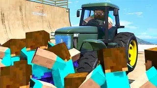 GTA 5 Minecraft Mod Ramp ragdolls compilation (Euphoria physics Funny Moments)
