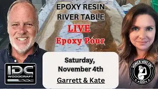 Epoxy Resin River Table, LIVE pour
