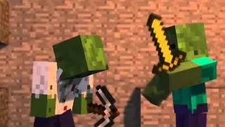 смешное видео про зомби в Minecraft