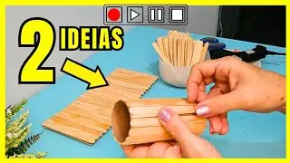 💡 2 IDÉIAS FEITAS COM PALITOS DE PICOLÉ - ARTESANATO COM PALITO DE PICOLÉ