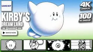 [GB Longplay] Kirby's Dream Land | 100% Completion | No Damage | Full Game Walkthrough | 4K