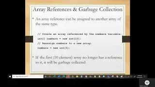 Java I   Chapter 7   Class 1   Part 2   Garbage Collection and Copying Arrays