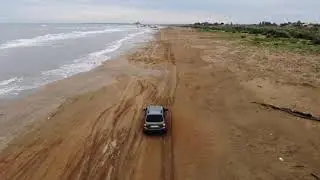 Дагестан, по пляжу после дождя, дорога к экраноплану
