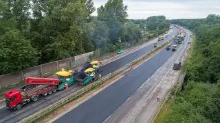 WIRTGEN Großfräsen und VÖGELE Straßenfertiger auf der A3 bei Duisburg