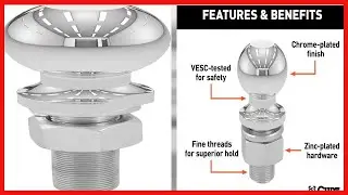 CURT 40021 Chrome Trailer Hitch Ball, 6,000 lbs, 2-5/16-Inch Diameter, 1 x 3-Inch Shank