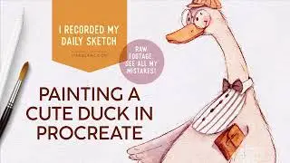 Raw footage of drawing session: How to paint a cute duck in Procreate