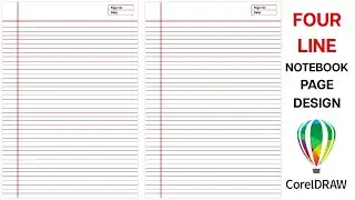 Four Line Note Book Page Design in CorelDraw | English Four Line Page Design Tutorial