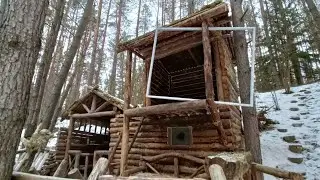 Жизнь в глухом лесу | Обустройство лесного жилище | Установка панорамного окна | бушкрафт Bushcraft