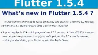 Flutter 1.5.4 Release Updates | Breaking Changes | iOS |  Web | Google I/O 2019