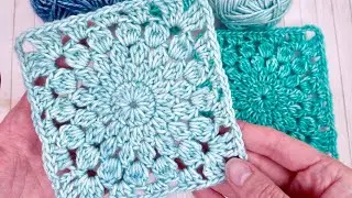 Petal Burst Granny Square - Crochet A Granny Square Blanket!
