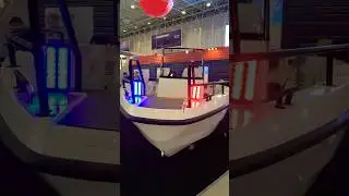 Emergency boat flashing lights red blue