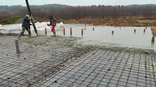 Заливка ребристой плиты фундамента по проекту 1077
