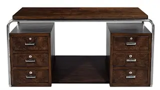 DK-3022 Mid-Century Modern Walnut Bauhaus Writing Desk