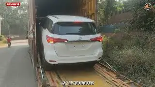 Toyota Fortuner 2024 SUV White Car Transport Service Door to Door !! Unloading Process 😇❤️🥰🇮🇳😍