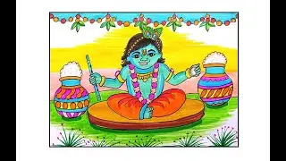 LITTLE KRISHNA DRAWING EASY/KRISHNA DRAWING  STEP BY STEP/HOW TO DRAW LORD KRISHNA/MATKA DRAWING