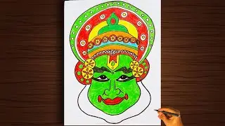 KATHAKALI DRAWING EASY👍| Onam drawing easy| KATHAKALI face drawing easy | How to draw Kathakali