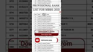 TN PROVISIONAL RANK LIST FOR MBBS/BDS 2021 2022 SESSION (GOVERNMENT QUOTA )|#neet admission prep
