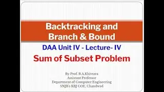 Sum of Subset Problem Using Backtracking