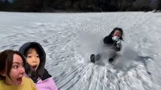 공짜 눈썰매장 강원도 평창 비밀장소 최초공개! 미친 속도감 대결! 눈썰매 스피드 배틀! Speed battle