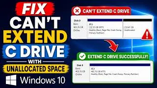 Extend C Drive Volume In Windows 10 | Fix: Can’t Extend C Drive with Unallocated Space in Windows 10