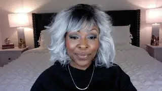 GREY SILVER PLATINUM BOB WAVY AMAZON WIG BESTUNG Bangs Medium Synthetic Hair Water Wave Dark Roots