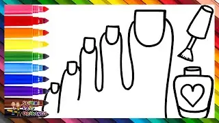 Draw And Color A Foot With A Nailpolish🦶💅❤️🌈 Drawings For Kids