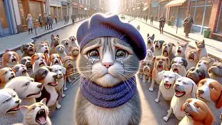 POOR CAT Bullied By Town DOGS