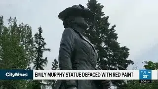 Emily Murphy statue covered in red paint