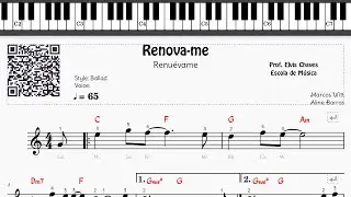 🎼 Renova me - 96 - Renuévame - Aline Barros - Marcos Witt - Tutorial Partitura Fácil